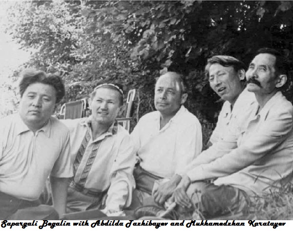 Sapargali Begalin with Abdilda Tazhibayev and Mukhamedzhan Karatayev.jpg